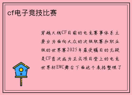 cf电子竞技比赛